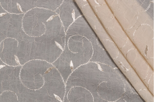 Click for 1.63 Yards Fargo Crushed Embroidered Sheer Drapery Fabric in Wheat Fargo Crushed Embroidered Sheer Drapery Fabric in Wheat