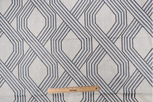 Textile 360 Dancy Embroidered Drapery Fabric in Blue