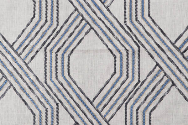 Textile 360 Dancy Embroidered Linen Drapery Fabric in Blue