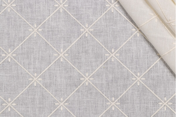 Heritage House Fabrics Veranda Sheer Embroidered Drapery Fabric in Ivory