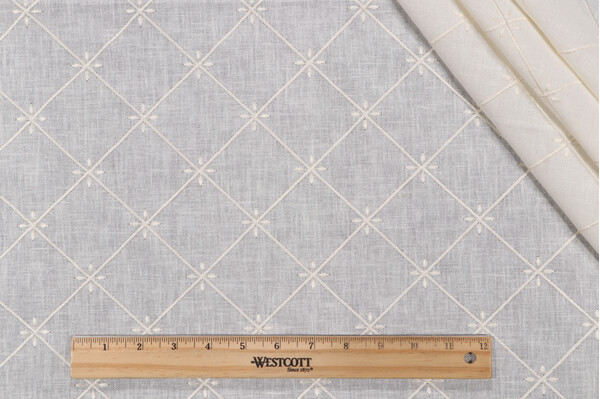 Heritage House Fabrics Veranda Sheer Embroidered Drapery Fabric in Ivory
