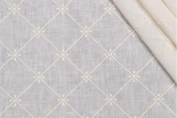 Heritage House Fabrics Veranda Sheer Embroidered Drapery Fabric in Ivory