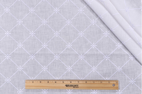 Click for 1.5 Yards Heritage House Fabrics Veranda Sheer Embroidered Drapery Fabric in White Heritage House Fabrics Veranda Sheer Embroidered Drapery Fabric in White
