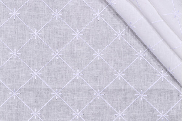 Click for 1.5 Yards Heritage House Fabrics Veranda Sheer Embroidered Drapery Fabric in White Heritage House Fabrics Veranda Sheer Embroidered Drapery Fabric in White