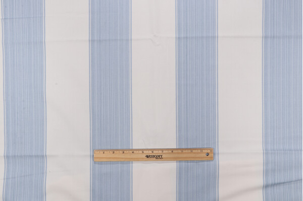 Stripe Woven Decorator Fabric in Baby Blue