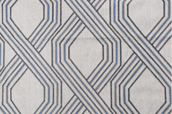 Textile 360 Dancy Embroidered Linen Drapery Fabric in Blue