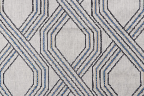 Textile 360 Dancy Embroidered Linen Drapery Fabric in Blue