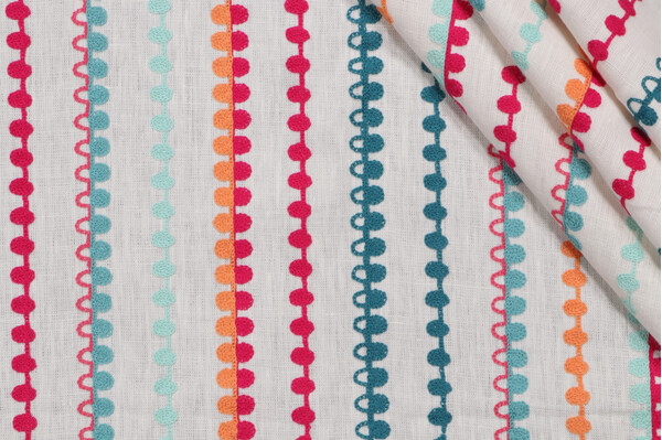 Scalamandre Button Cord Craft Embroidered Drapery Fabric in Happy Party