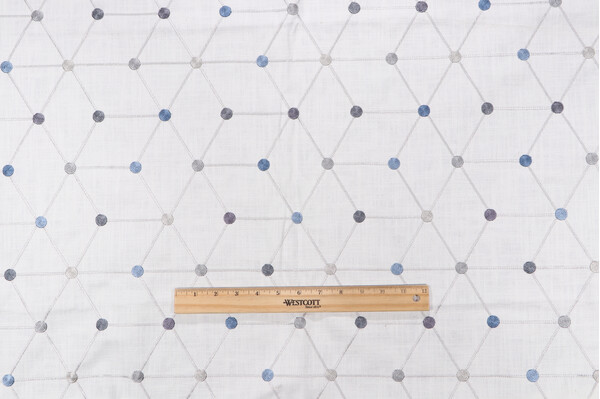 Textile 360 Swirl Geo Embroidered Drapery Fabric in Blue