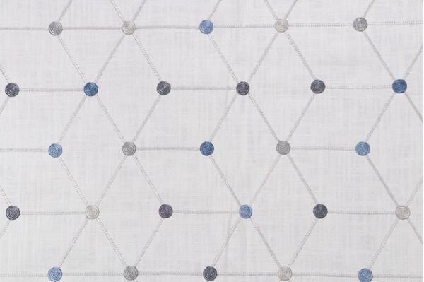 Textile 360 Swirl Geo Embroidered Drapery Fabric in Blue
