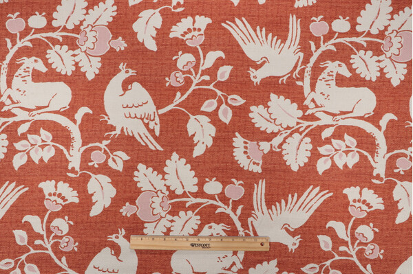 P Kaufmann Woodland Printed Cotton Decorator Fabric in Terracotta 