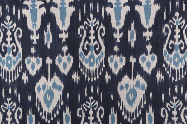 Sample of P Kaufmann Izmir Printed Cotton Decorator Fabric in Indigo 