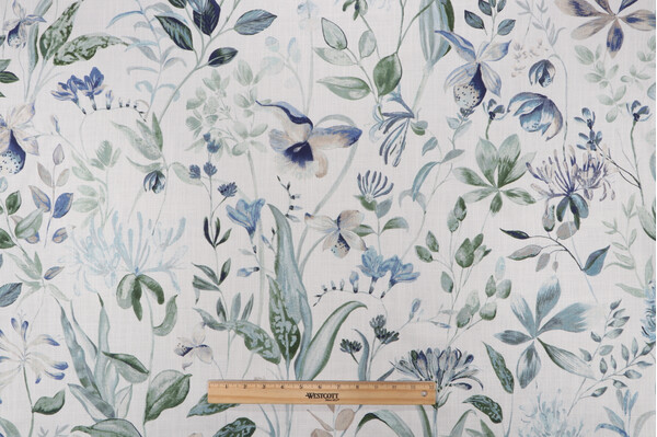 Sample of P Kaufmann Adrienne Printed Cotton Blend Drapery Fabric in Mineral 