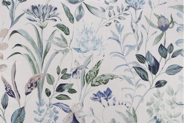 Sample of P Kaufmann Adrienne Printed Cotton Blend Drapery Fabric in Mineral 