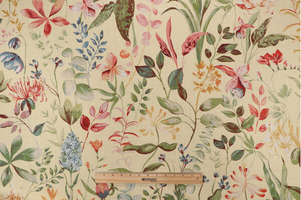 Sample of P Kaufmann Adrienne Printed Cotton Blend Drapery Fabric in Maize 