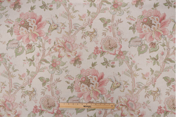 P Kaufmann Sackville Printed Linen Blend Drapery Fabric in Petal 