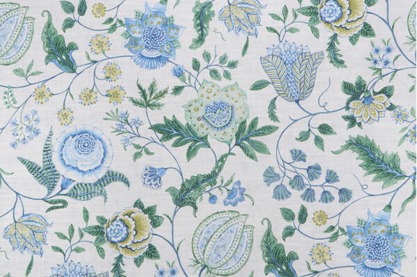 P Kaufmann Margaux Printed Cotton Drapery Fabric in Peacock 