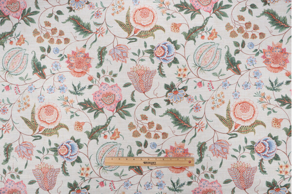 P Kaufmann Margaux Printed Cotton Drapery Fabric in Multi 