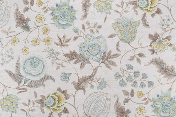 P Kaufmann Margaux Printed Cotton Drapery Fabric in Mineral 