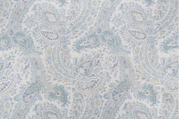 P Kaufmann Oaks Paisley Printed Linen Blend Drapery Fabric in Spa 