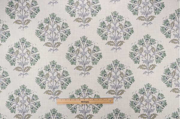 Sample of P Kaufmann Florette Printed Cotton Blend Drapery Fabric in Moss 