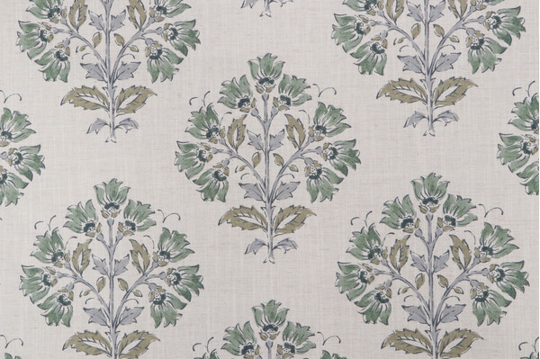 Sample of P Kaufmann Florette Printed Cotton Blend Drapery Fabric in Moss 