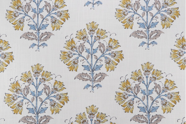 P Kaufmann Florette Printed Cotton Blend Drapery Fabric in Citrine 