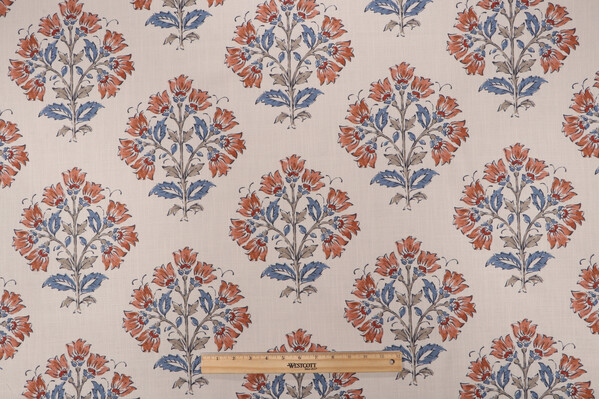 Sample of P Kaufmann Florette Printed Cotton Blend Drapery Fabric in Terracotta 