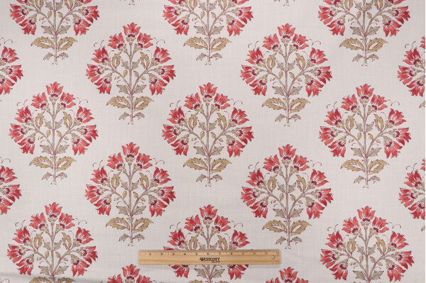 Sample of P Kaufmann Florette Printed Cotton Blend Drapery Fabric in Berry 