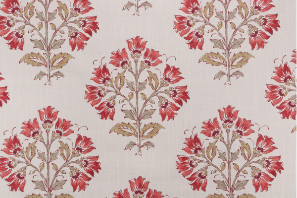 Sample of P Kaufmann Florette Printed Cotton Blend Drapery Fabric in Berry 