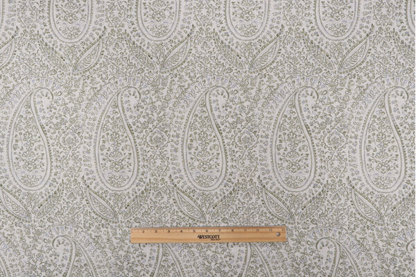P Kaufmann Zara Paisley Printed Cotton Blend Drapery Fabric in Moss 