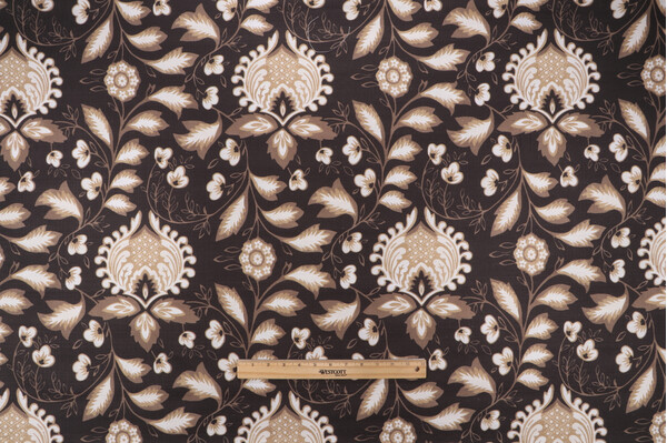 P Kaufmann Jolie Printed Cotton Decorator Fabric in Noir 