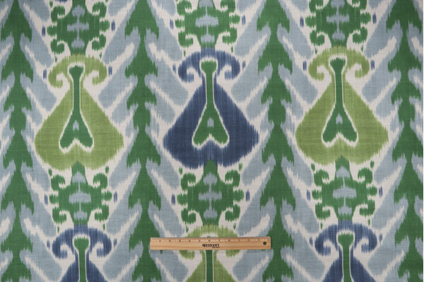 P Kaufmann Bukhara Printed Cotton Drapery Fabric in Peacock 