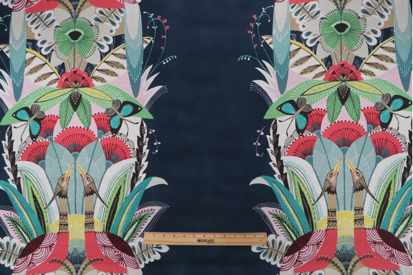 P Kaufmann Talavera Printed Cotton Drapery Fabric in Sapphire 