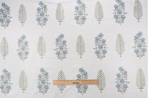 P Kaufmann Kashvi Embroidered Drapery Fabric in Oasis 