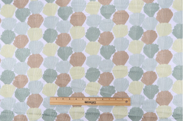 Sample of P Kaufmann Seychelles Embroidered Drapery Fabric in Aloe 