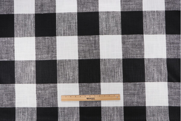 Sample of P Kaufmann Check Please Woven Upholstery Fabric in Tuxedo 