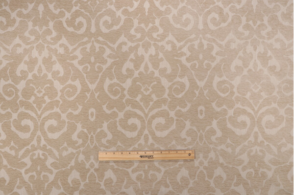 PK Lifestyles Verona Damask Woven Chenille Upholstery Fabric in Linen 
