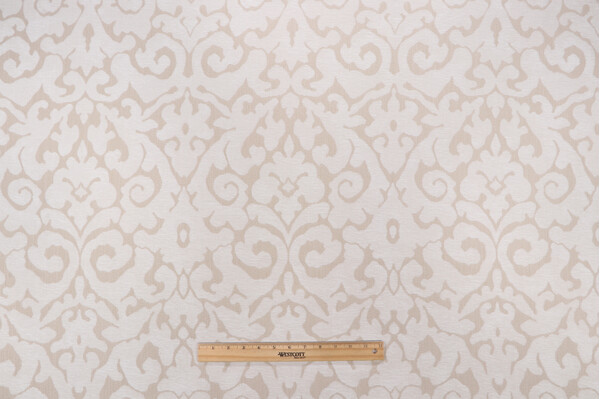 PK Lifestyles Verona Damask Woven Chenille Upholstery Fabric in Parchment 