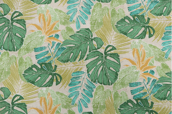 Tommy Bahama Batik Leaves Printed Polyester Outdoor Fabric in Meadow