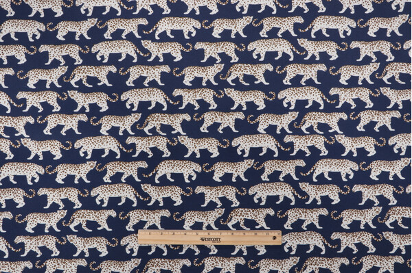 PK Lifestyles Tiger Walk Printed Polyester Outdoor Fabric in Navy