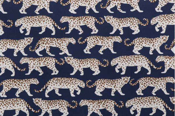 PK Lifestyles Tiger Walk Printed Polyester Outdoor Fabric in Navy