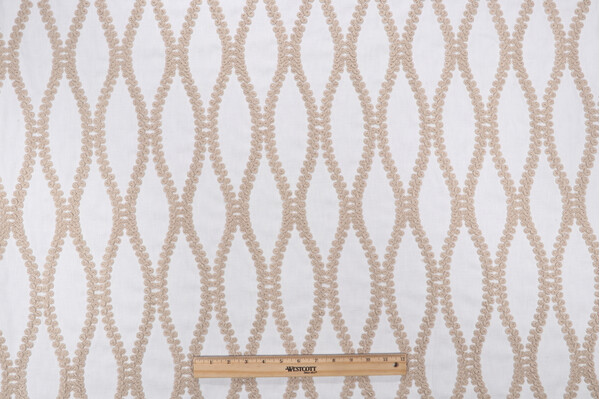 Waverly Blossom Embroidered Drapery Fabric in Twine