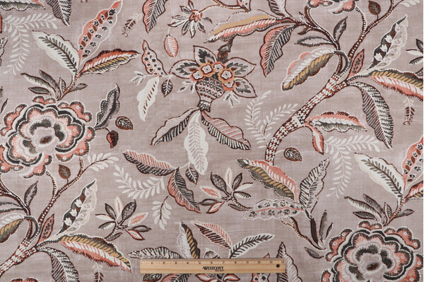 Waverly Key Of Life Printed Cotton Twill Drapery Fabric in Blush