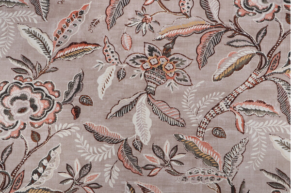Waverly Key Of Life Printed Cotton Twill Drapery Fabric in Blush