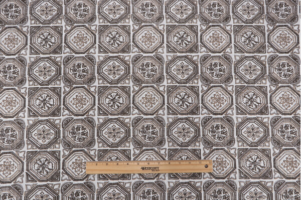 Lacefield Valencia Printed Cotton Drapery Fabric in Camel