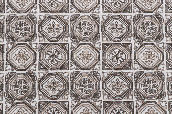 Lacefield Valencia Printed Cotton Drapery Fabric in Camel