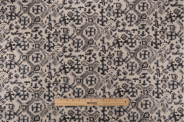 Lacefield Nomad Printed Linen Blend Drapery Fabric in Granite