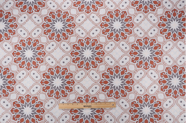 Covington Duster Embroidered Drapery Fabric in Spice 