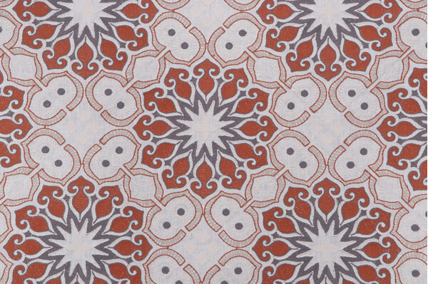 Covington Duster Embroidered Drapery Fabric in Spice 